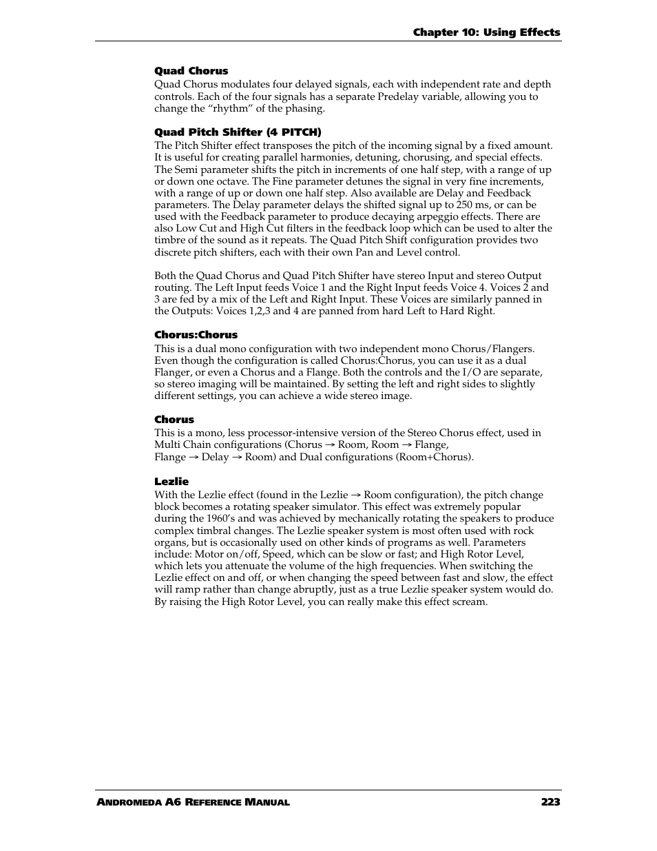 ALESIS ANDROMEDA A6 User Manual | Page 225 / 280