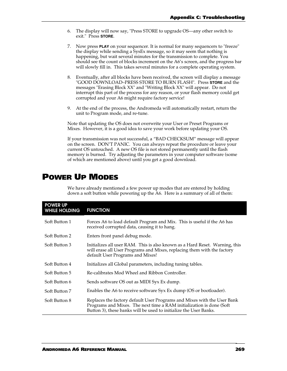 Ower, Odes | ALESIS ANDROMEDA A6 User Manual | Page 271 / 280