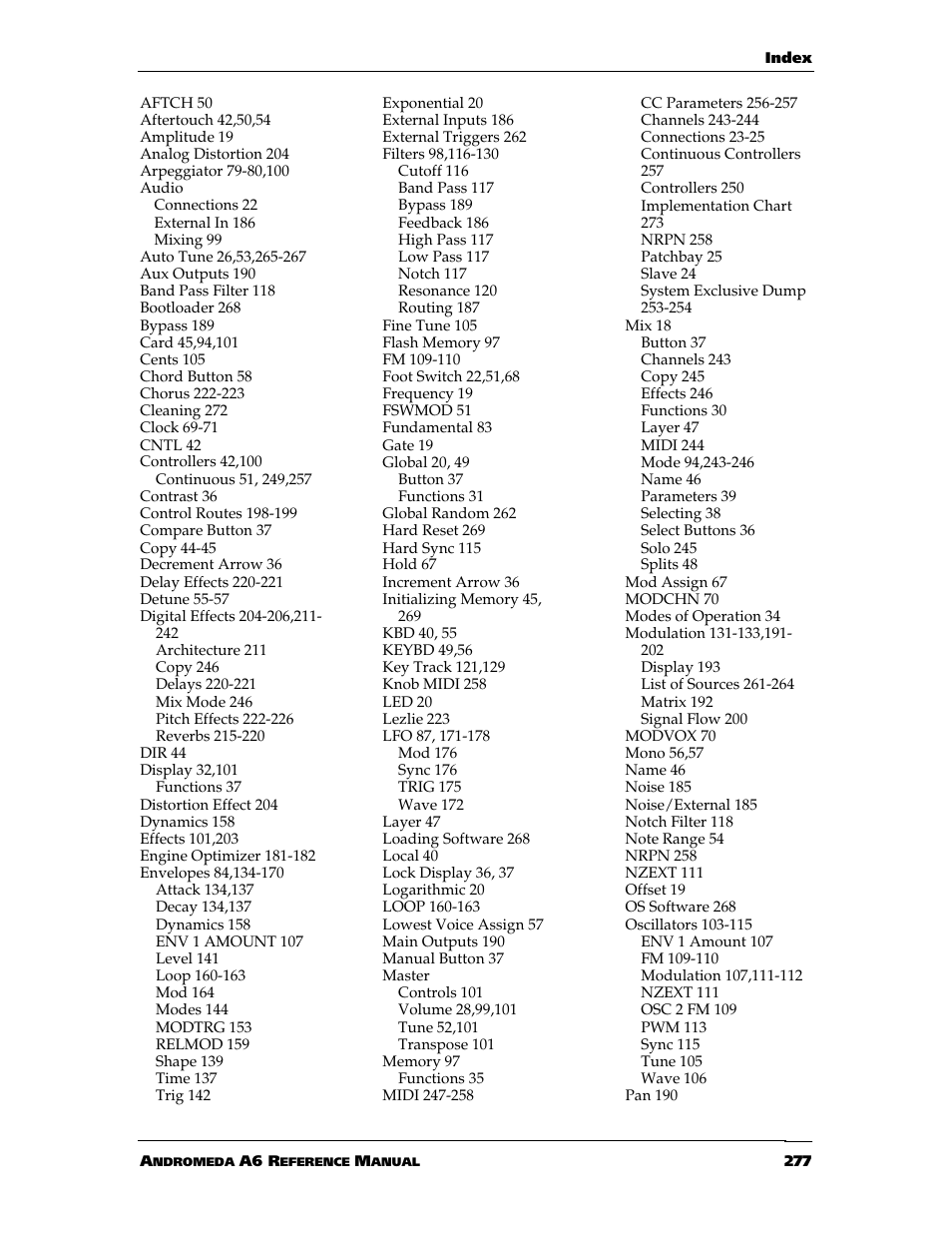 ALESIS ANDROMEDA A6 User Manual | Page 279 / 280