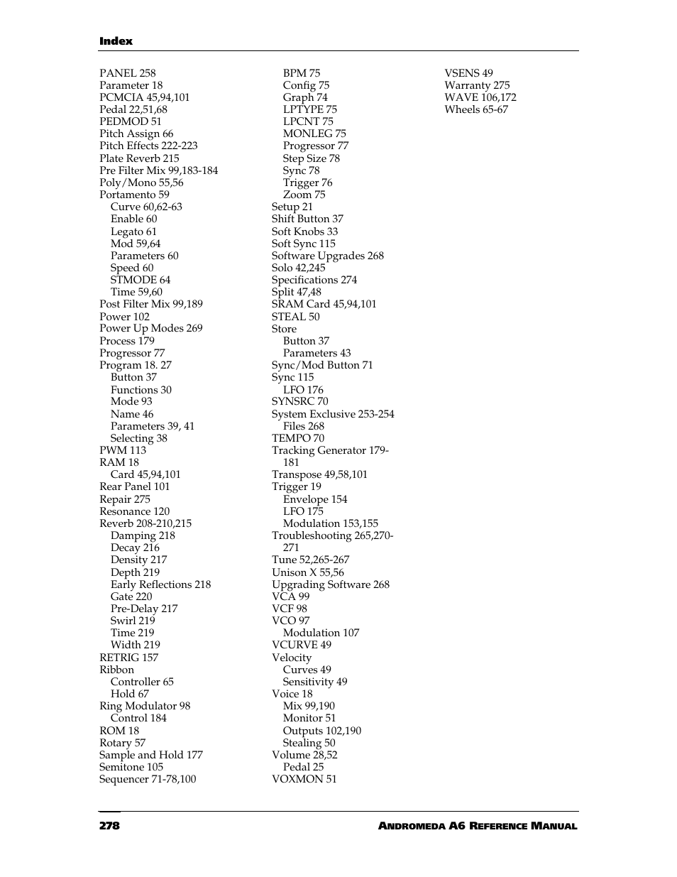 ALESIS ANDROMEDA A6 User Manual | Page 280 / 280