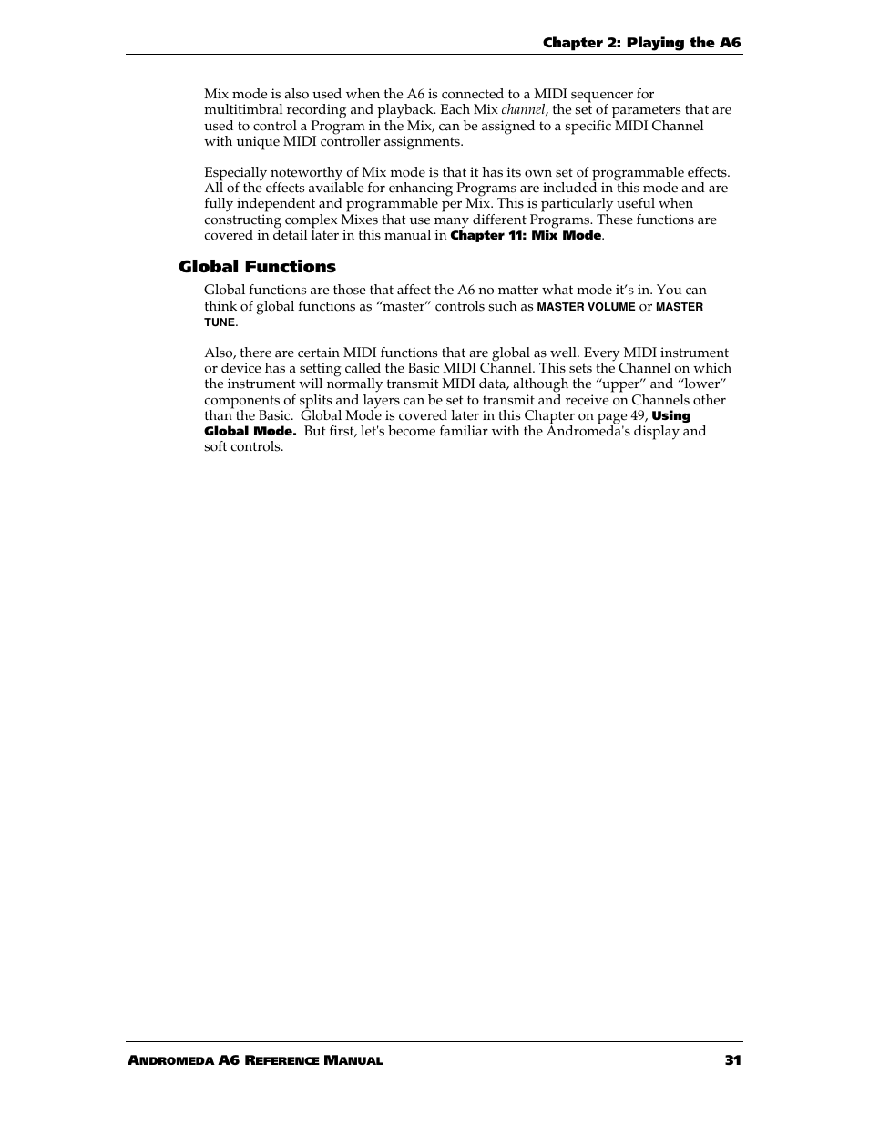Global functions | ALESIS ANDROMEDA A6 User Manual | Page 33 / 280