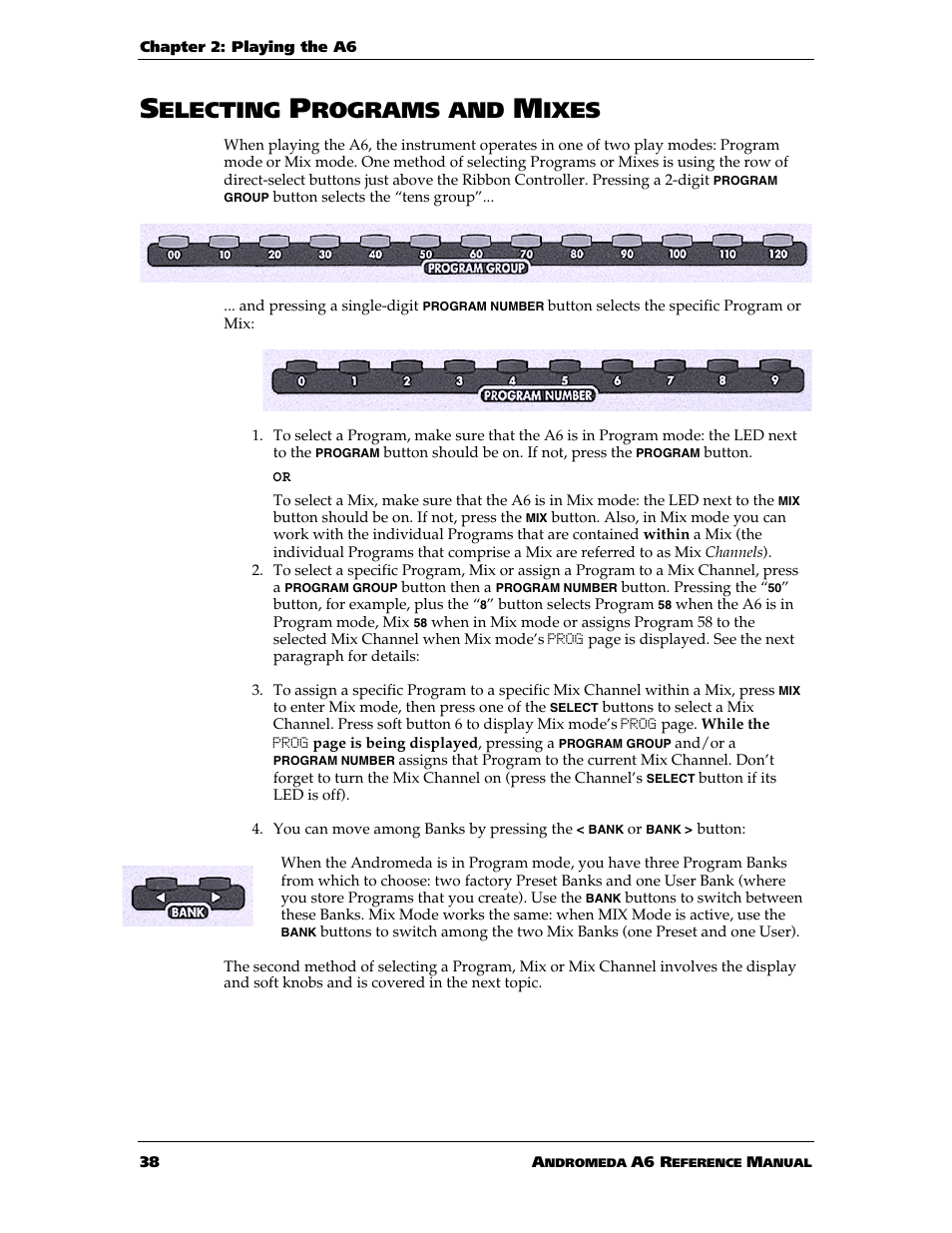 Electing, Rograms and, Ixes | ALESIS ANDROMEDA A6 User Manual | Page 40 / 280