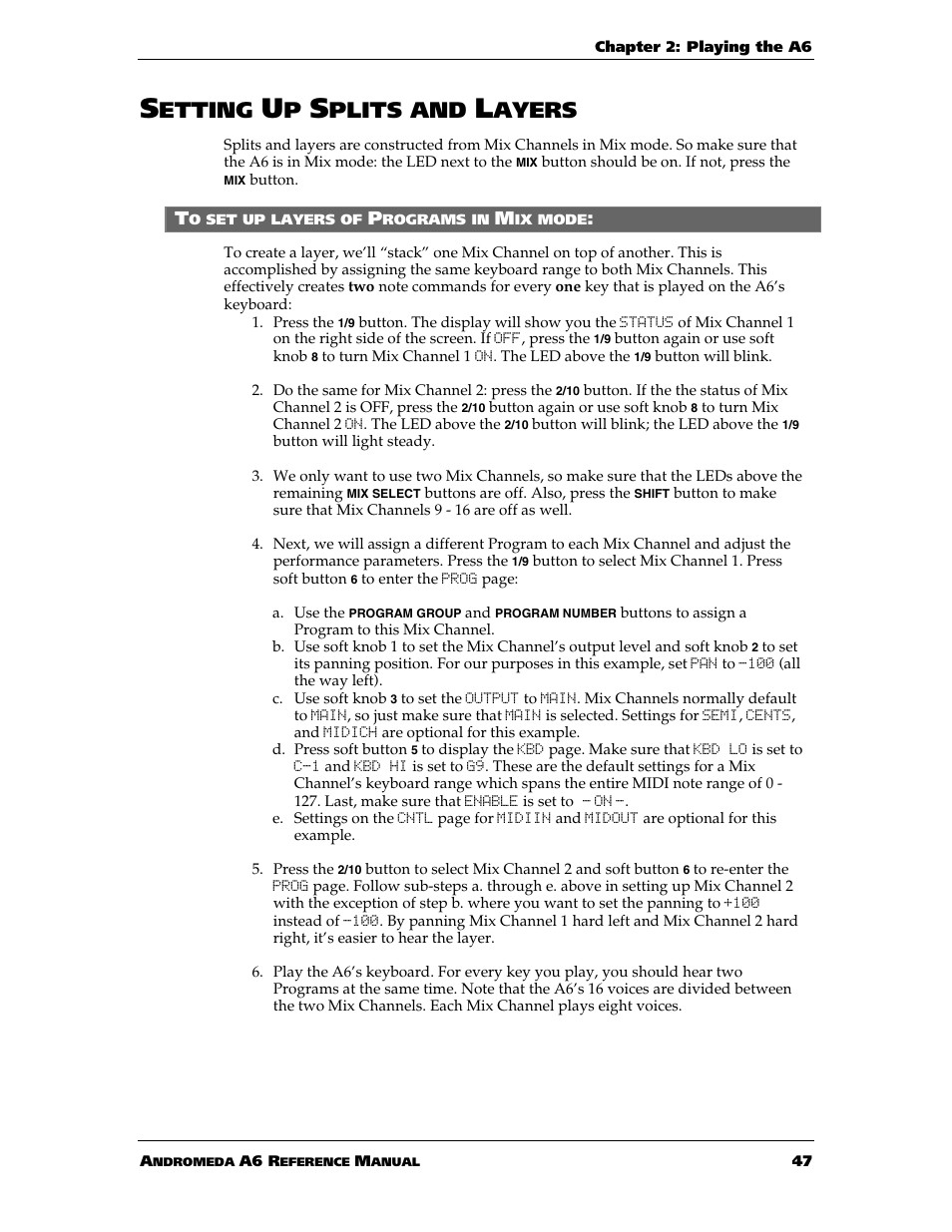 Etting, Plits and, Ayers | ALESIS ANDROMEDA A6 User Manual | Page 49 / 280