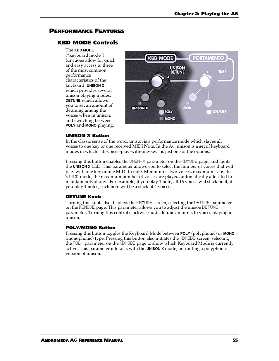 Kbd mode controls | ALESIS ANDROMEDA A6 User Manual | Page 57 / 280