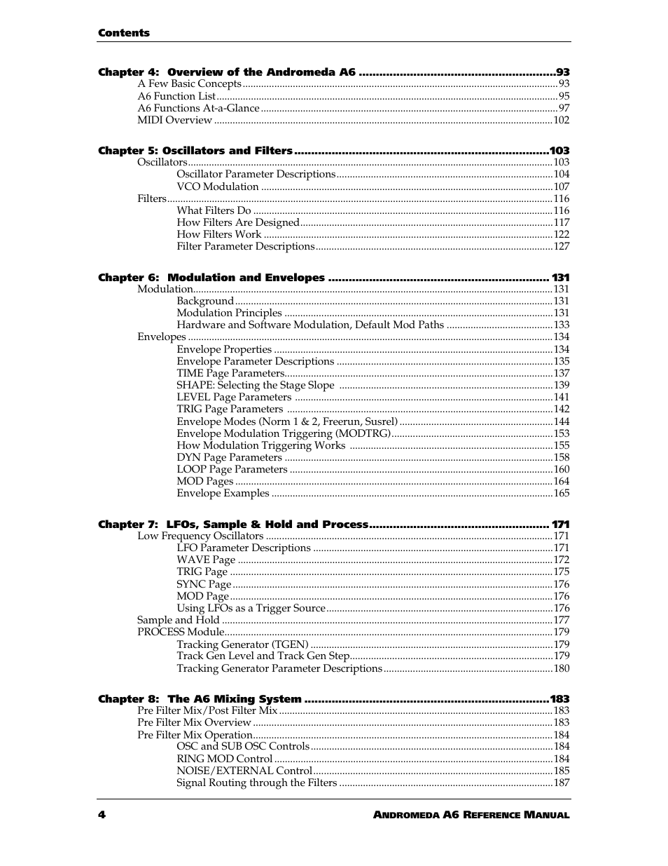 ALESIS ANDROMEDA A6 User Manual | Page 6 / 280