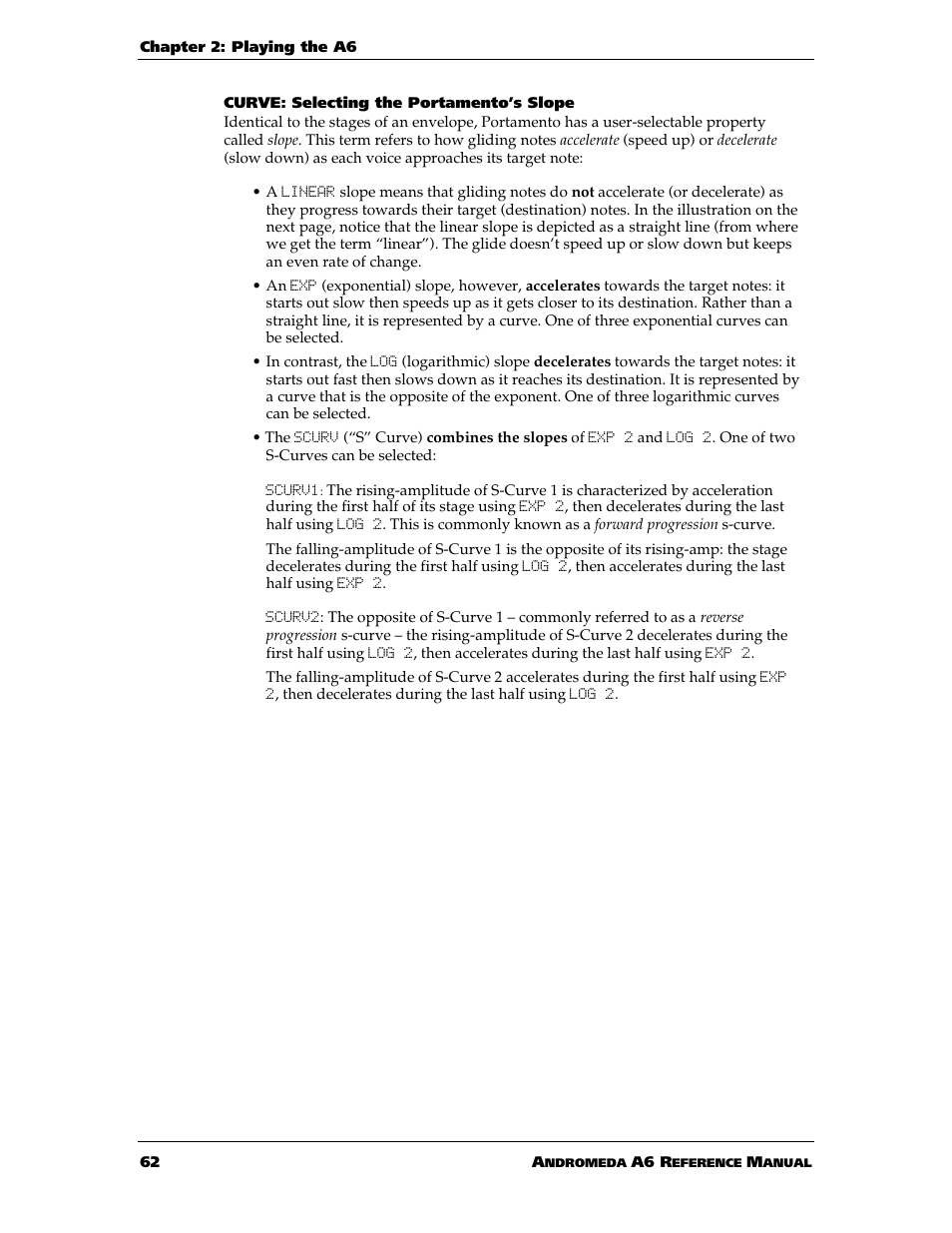 ALESIS ANDROMEDA A6 User Manual | Page 64 / 280