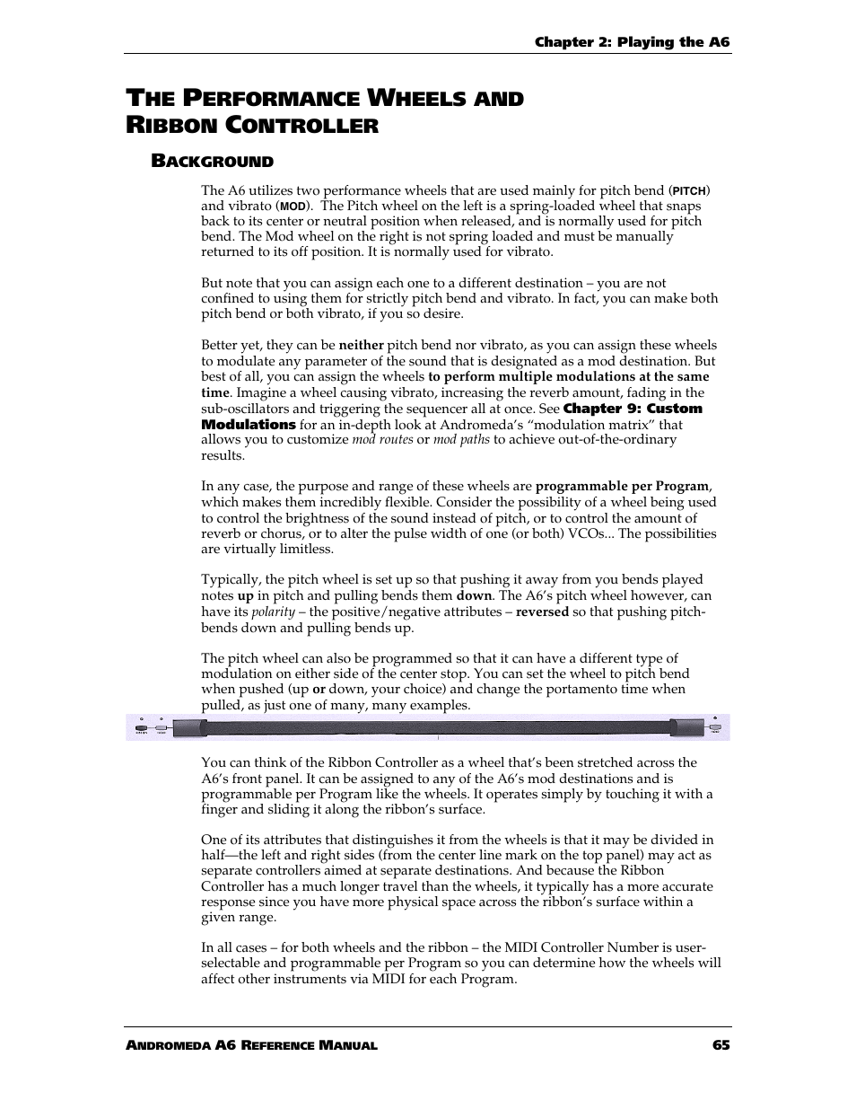 Erformance, Heels and, Ibbon | Ontroller | ALESIS ANDROMEDA A6 User Manual | Page 67 / 280