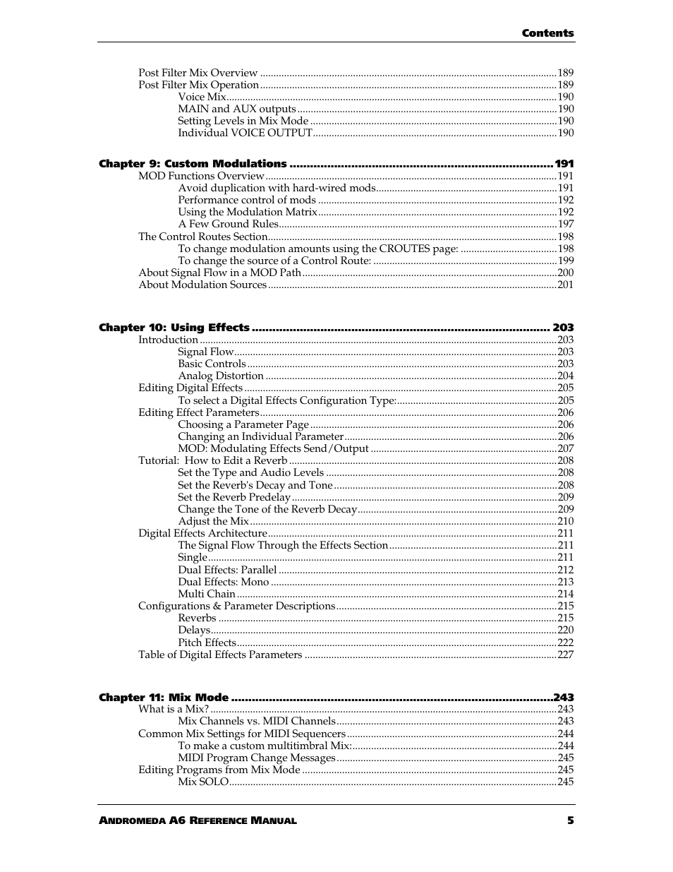 ALESIS ANDROMEDA A6 User Manual | Page 7 / 280