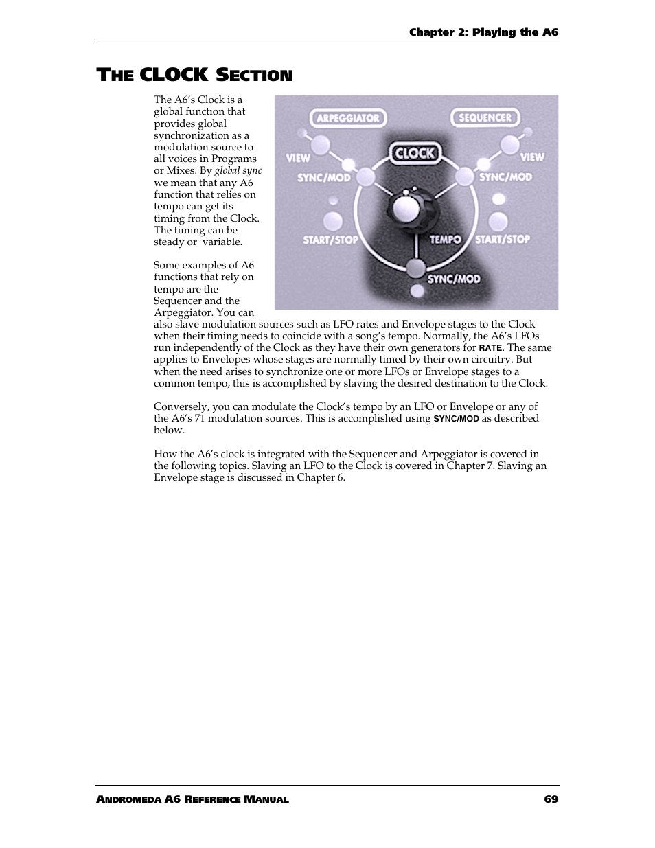 Clock s, Ection | ALESIS ANDROMEDA A6 User Manual | Page 71 / 280