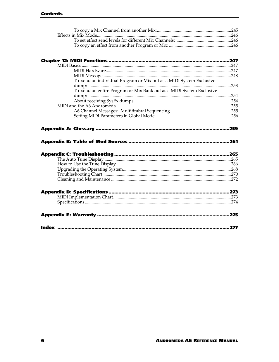 ALESIS ANDROMEDA A6 User Manual | Page 8 / 280