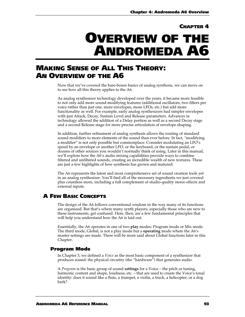 Verview of the, Ndromeda | ALESIS ANDROMEDA A6 User Manual | Page 95 / 280