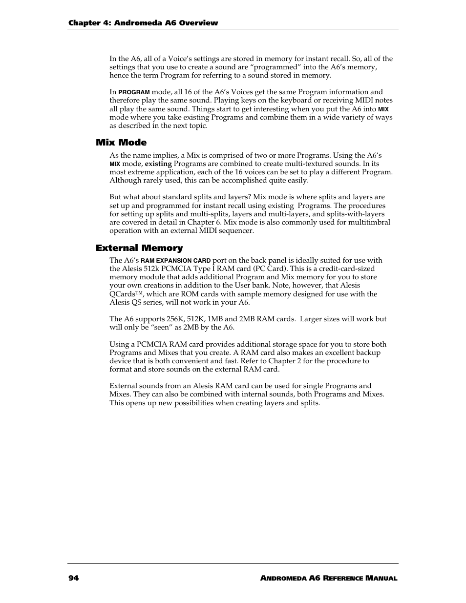 Mix mode | ALESIS ANDROMEDA A6 User Manual | Page 96 / 280
