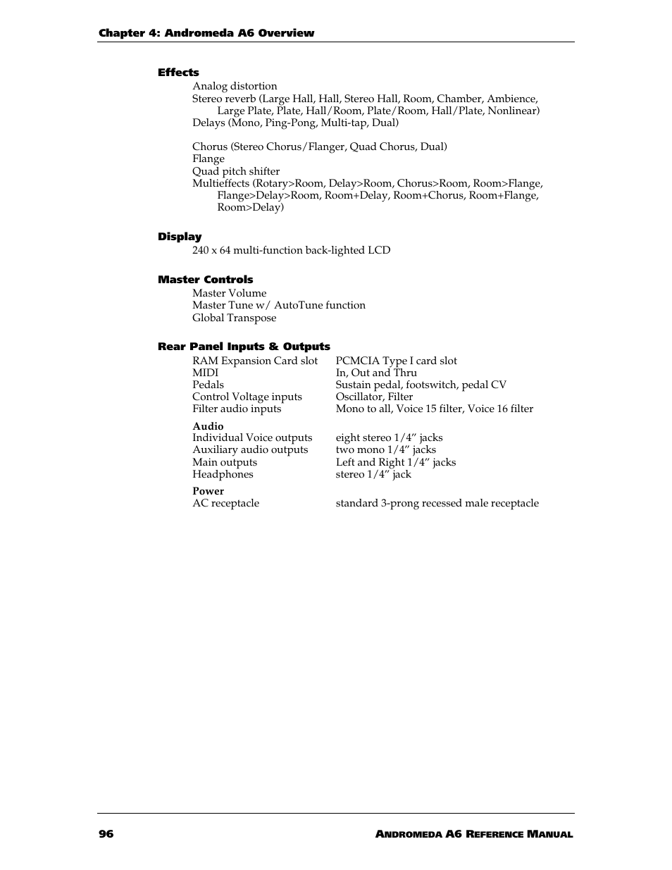 ALESIS ANDROMEDA A6 User Manual | Page 98 / 280
