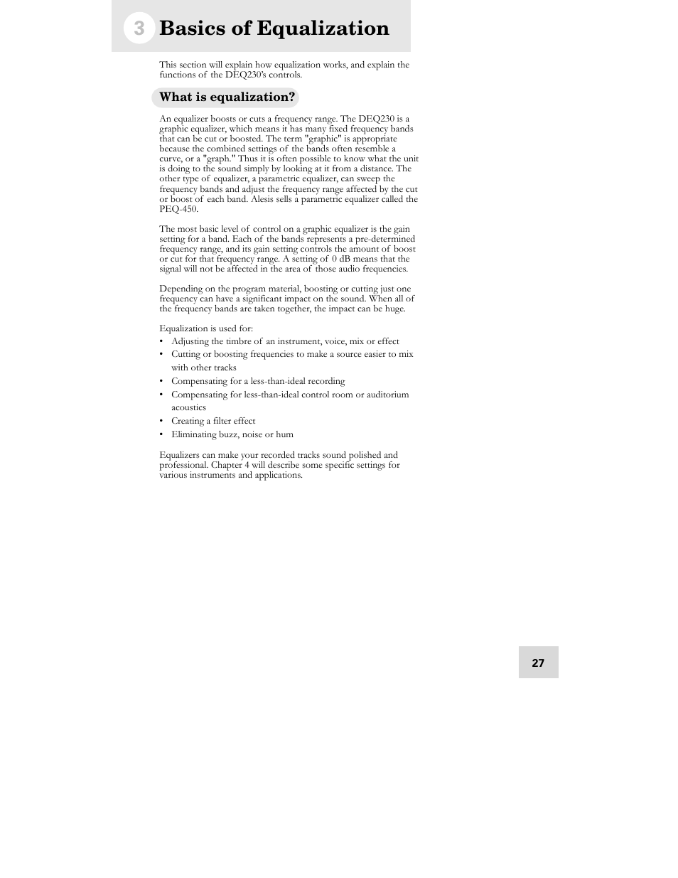Basics of equalization | ALESIS DEQ230D User Manual | Page 29 / 80