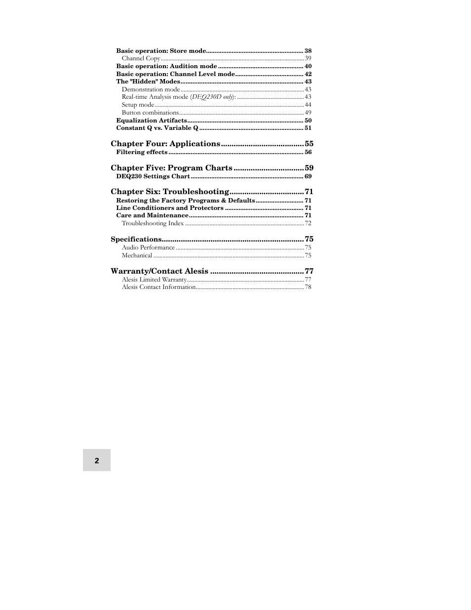 ALESIS DEQ230D User Manual | Page 4 / 80