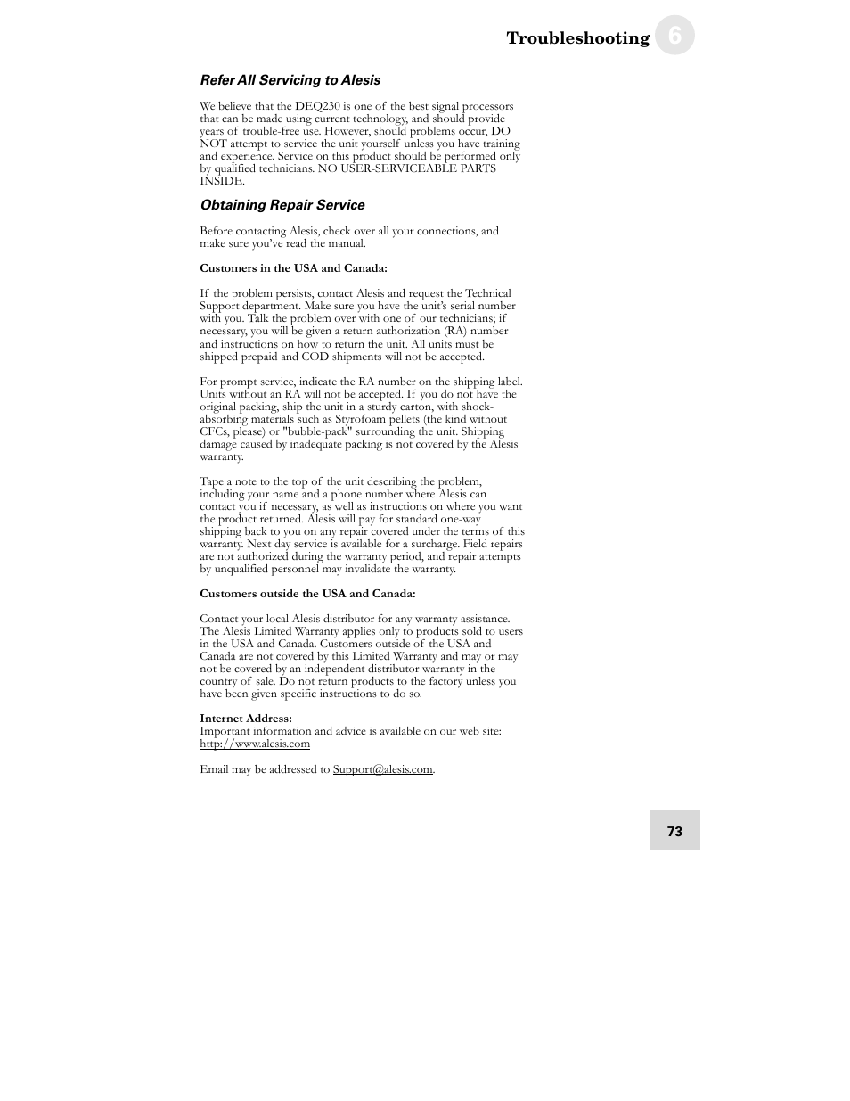 ALESIS DEQ230D User Manual | Page 75 / 80