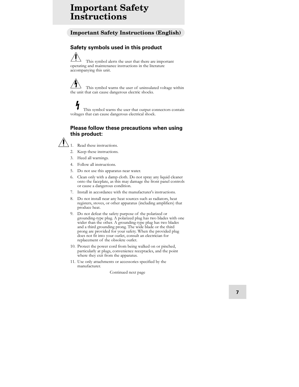 Important safety instructions | ALESIS DEQ230D User Manual | Page 9 / 80