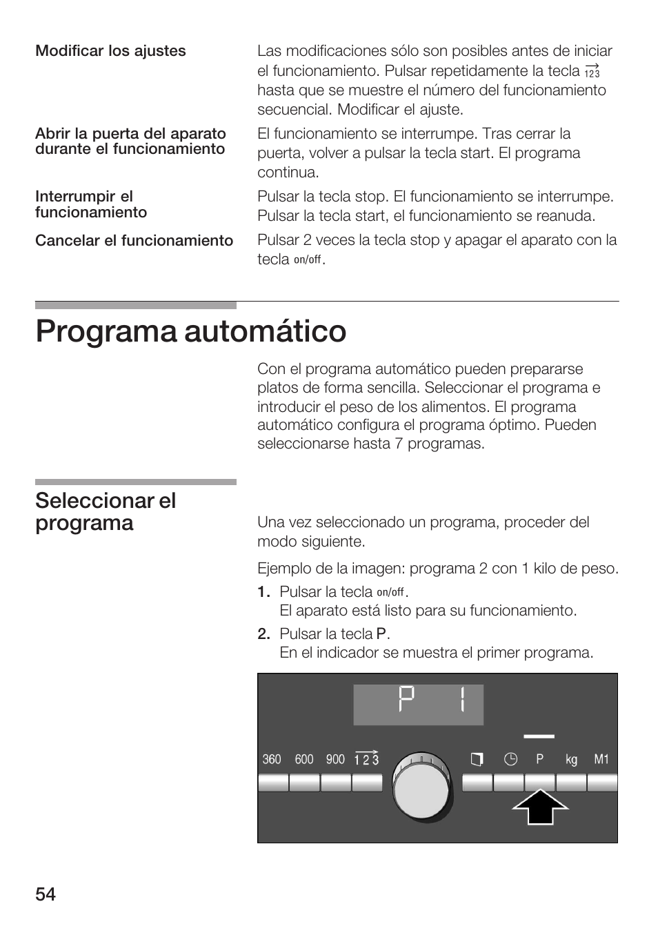 Programa automático, Seleccionar el programa | Siemens HF25M5L2 User Manual | Page 54 / 160