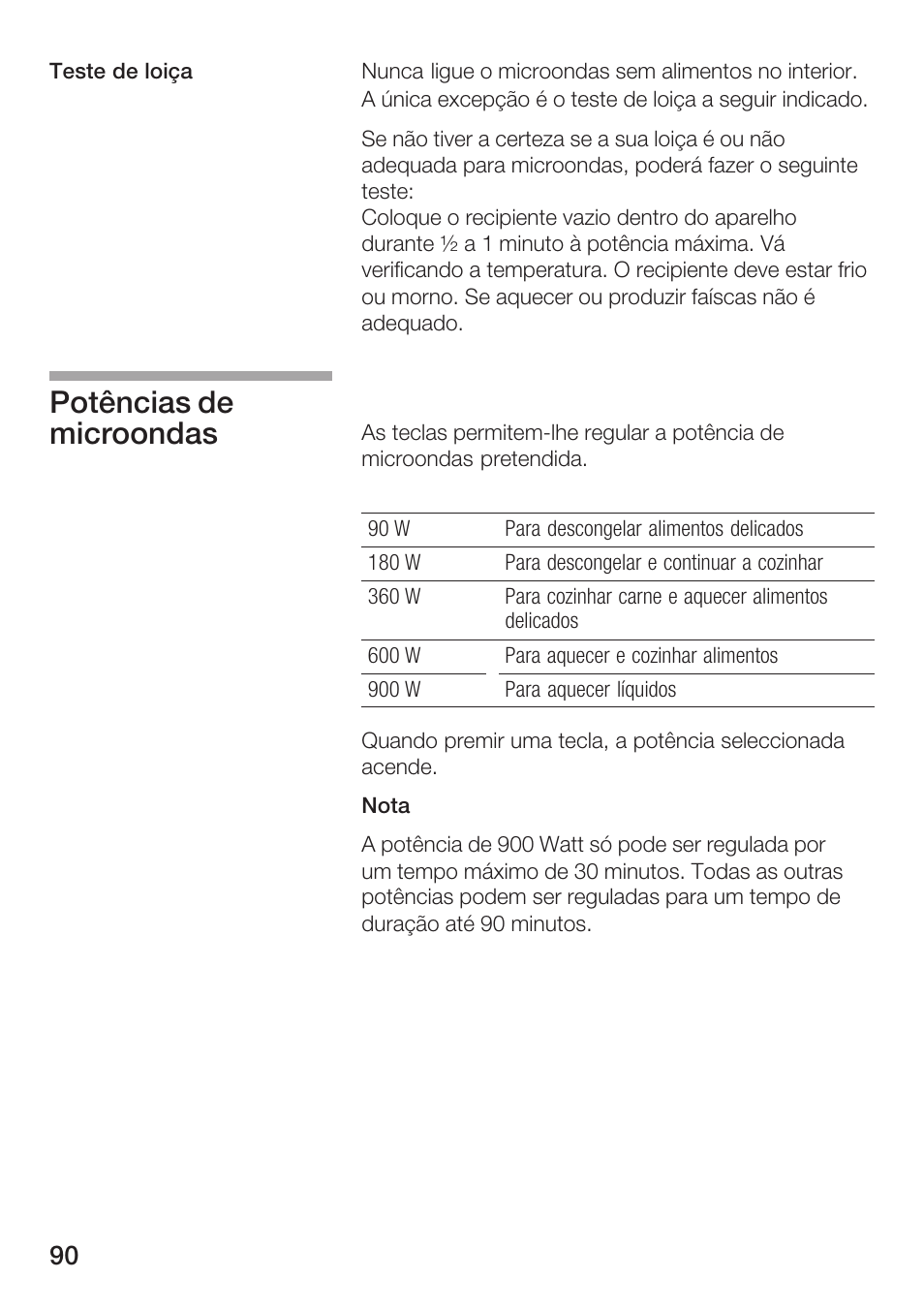 Potências de microondas | Siemens HF25M5L2 User Manual | Page 90 / 160