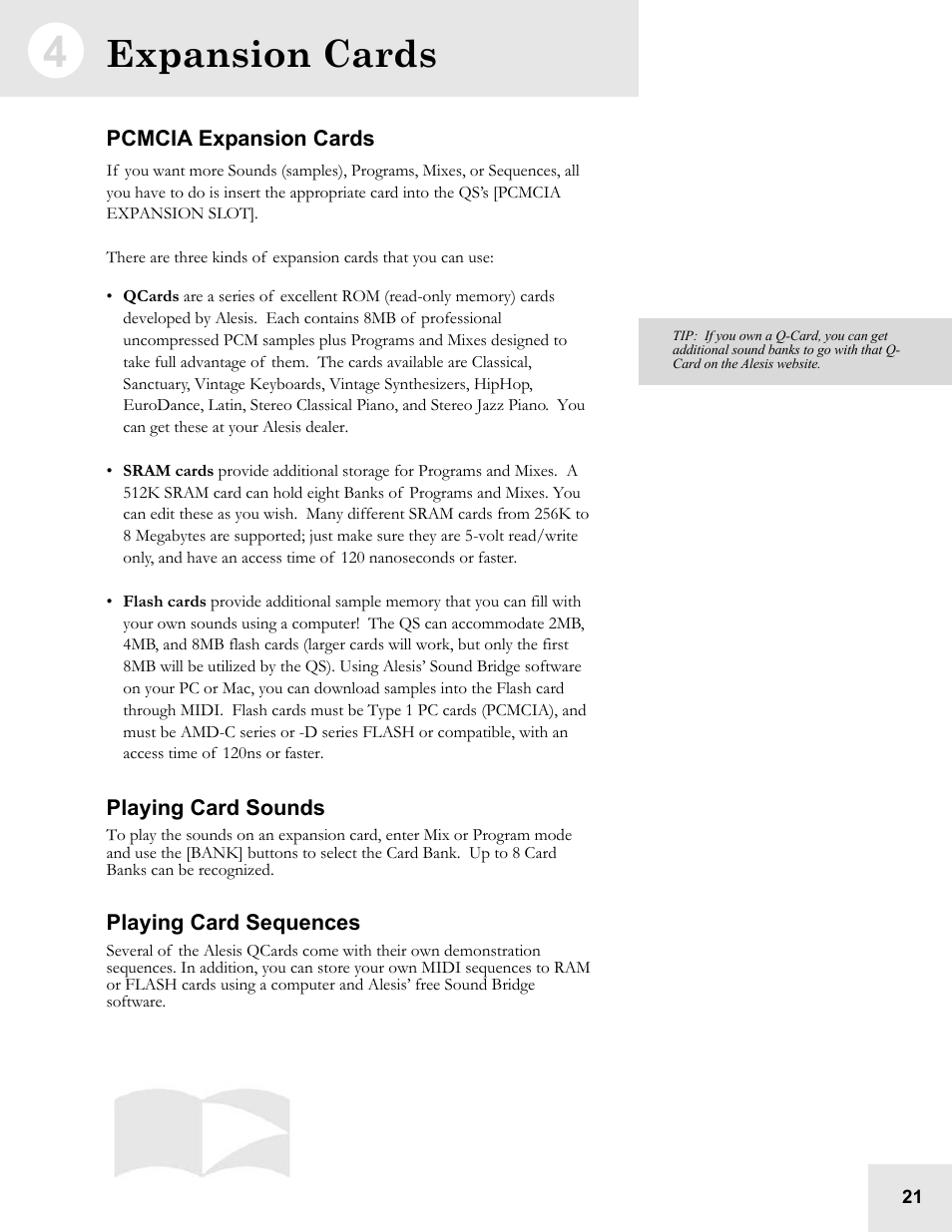 Expansion cards | ALESIS QS6.2 User Manual | Page 23 / 105