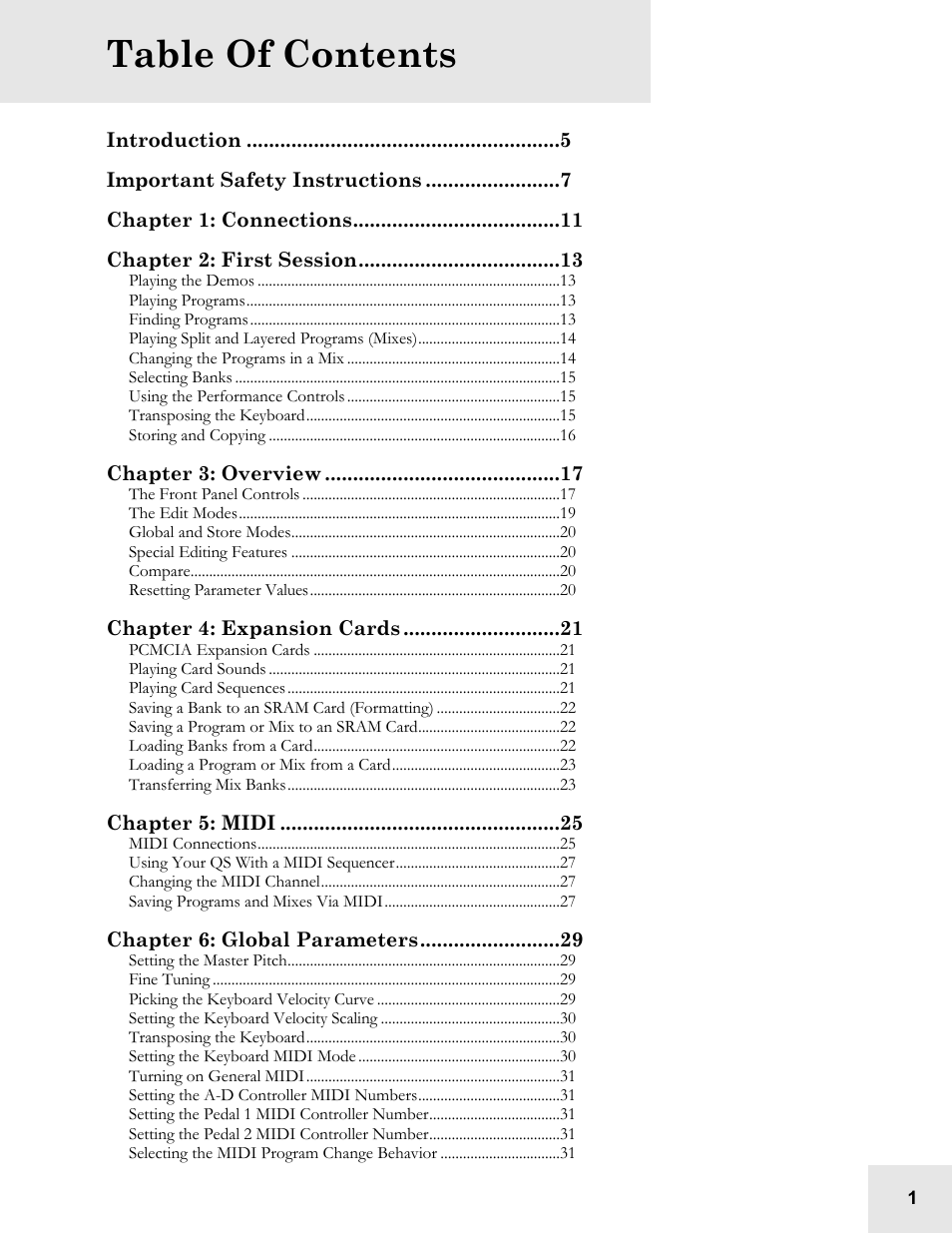 ALESIS QS6.2 User Manual | Page 3 / 105