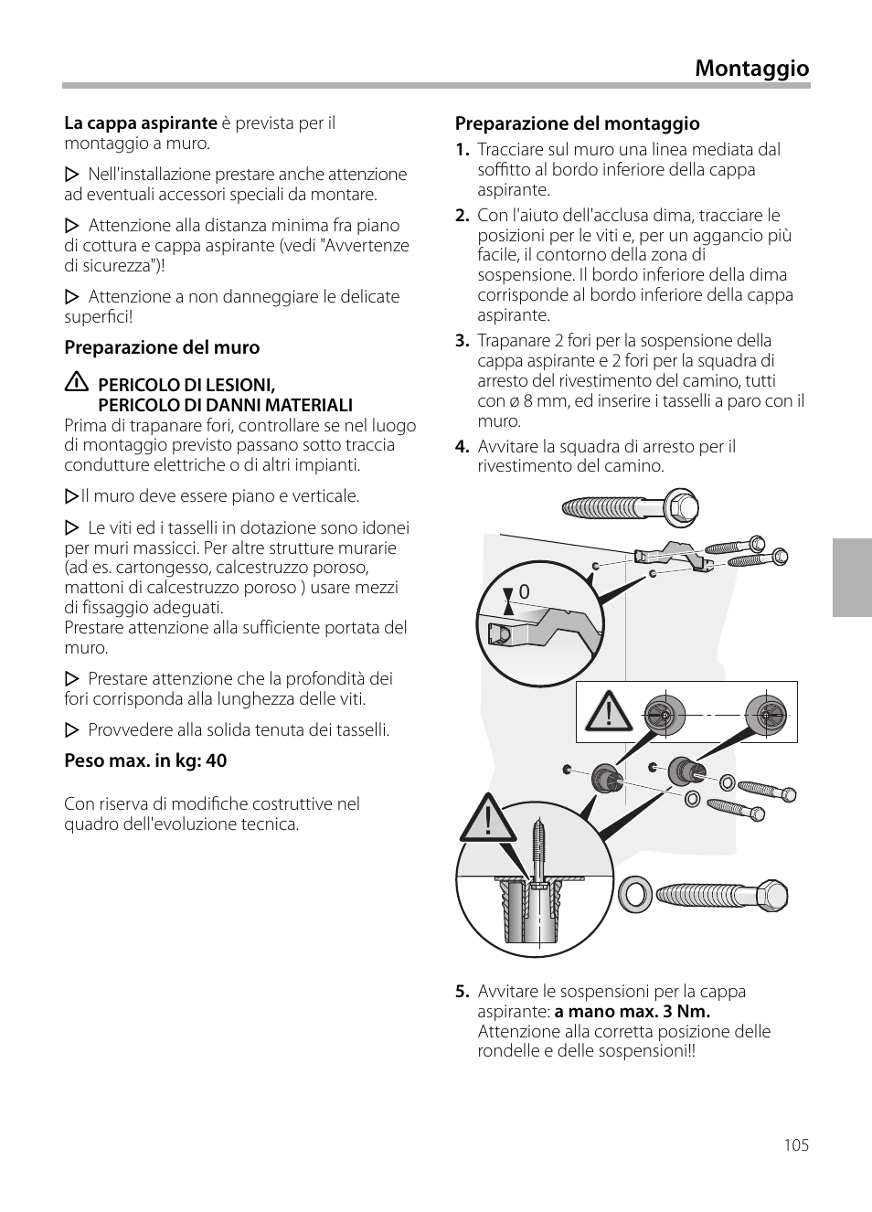 Montaggio | Siemens LC958BA90 User Manual | Page 105 / 156