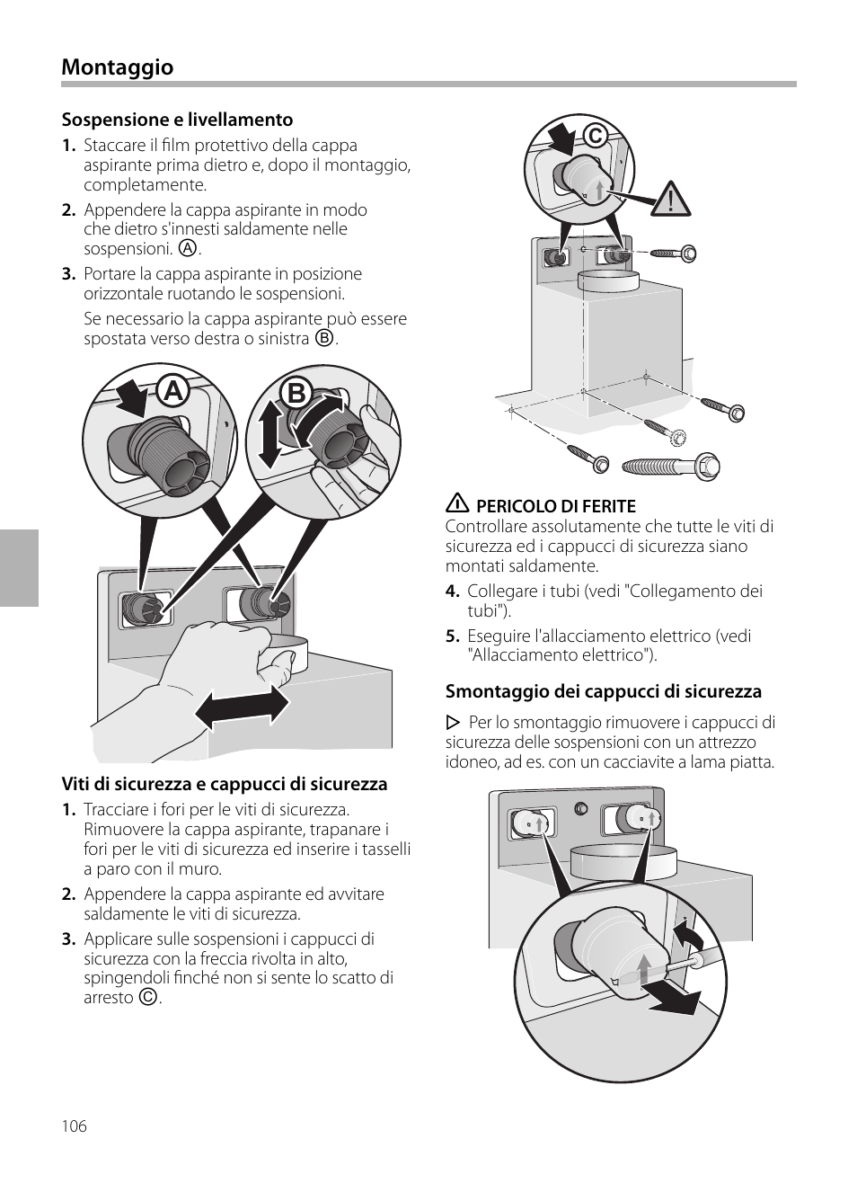 Montaggio | Siemens LC958BA90 User Manual | Page 106 / 156