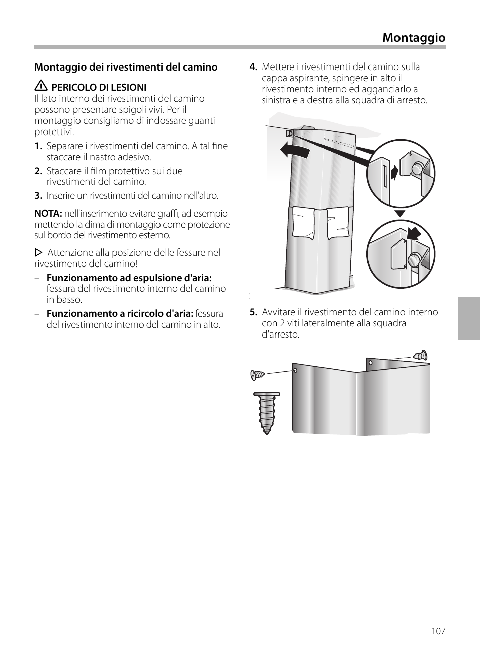 Montaggio | Siemens LC958BA90 User Manual | Page 107 / 156