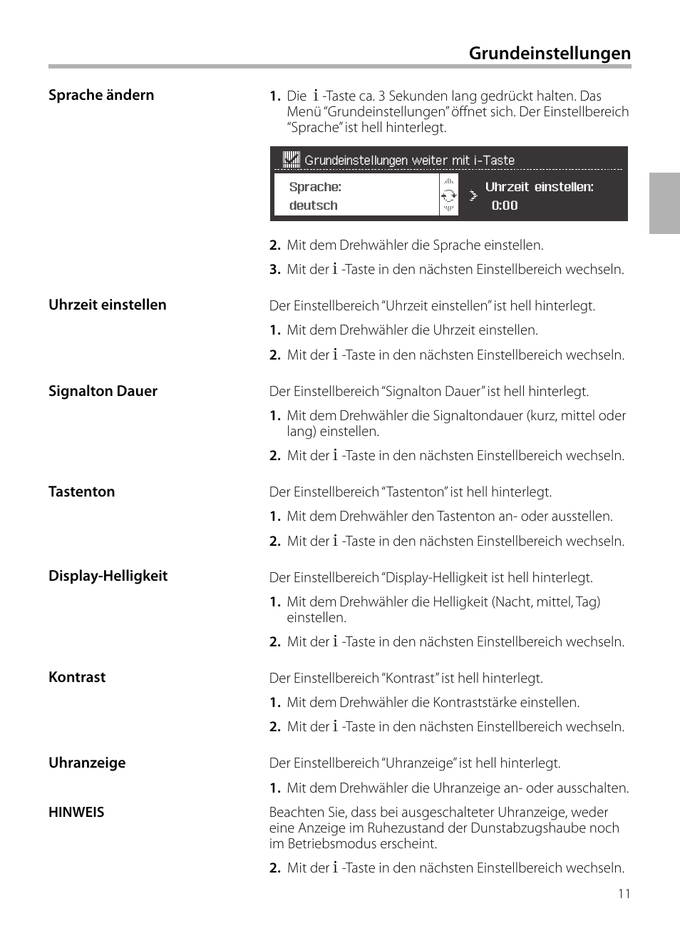 Grundeinstellungen | Siemens LC958BA90 User Manual | Page 11 / 156