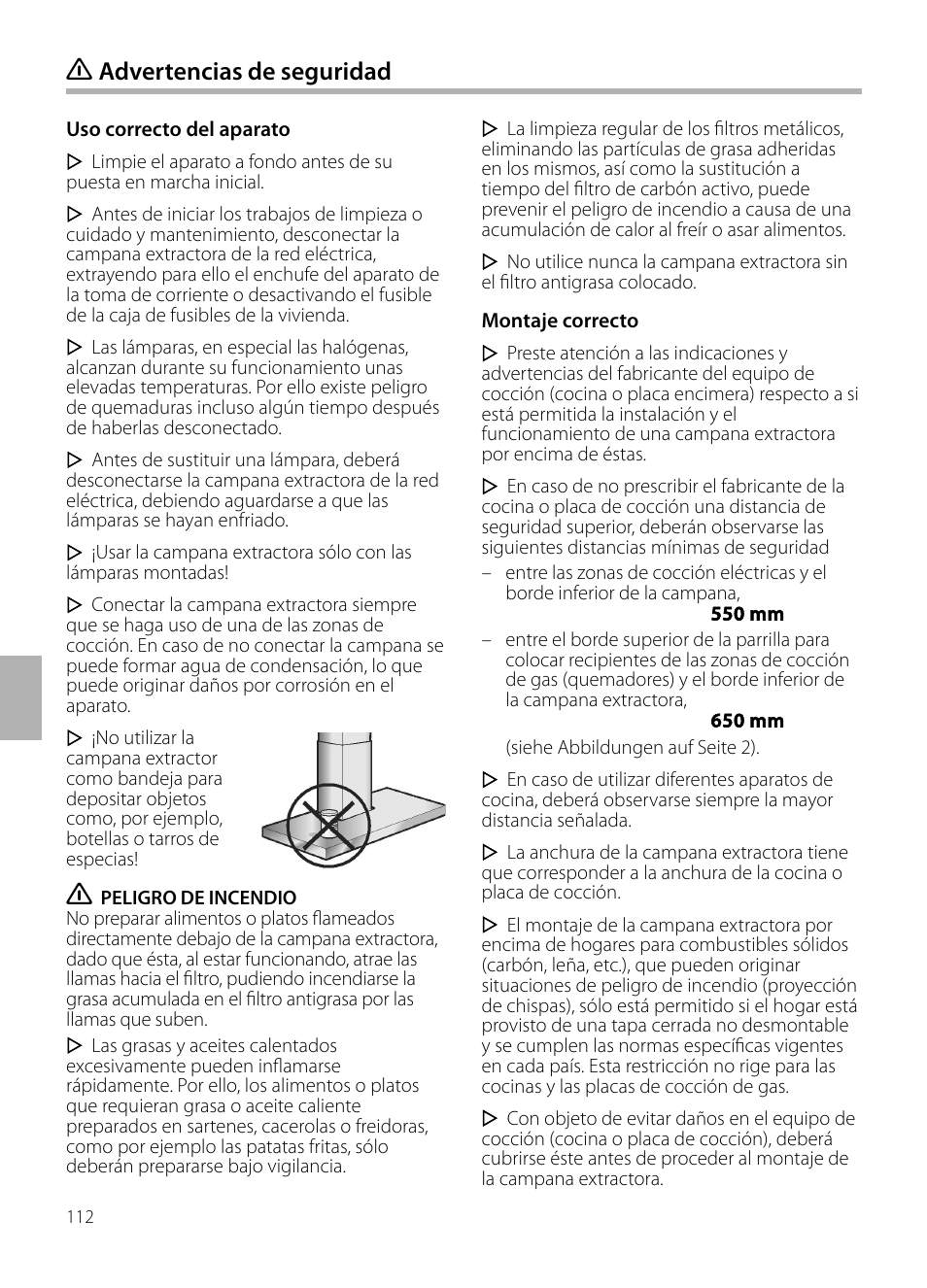 Advertencias de seguridad | Siemens LC958BA90 User Manual | Page 112 / 156