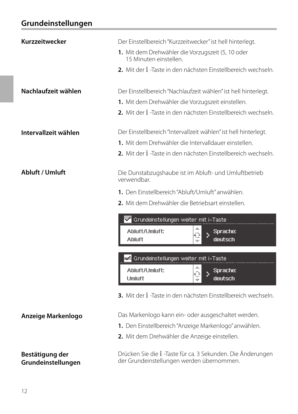 Grundeinstellungen | Siemens LC958BA90 User Manual | Page 12 / 156