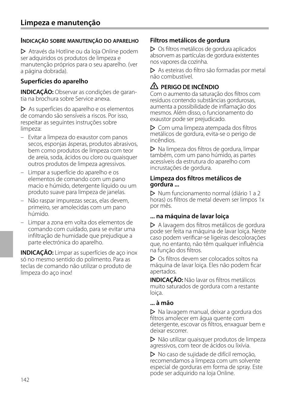 Limpeza e manutenção | Siemens LC958BA90 User Manual | Page 142 / 156
