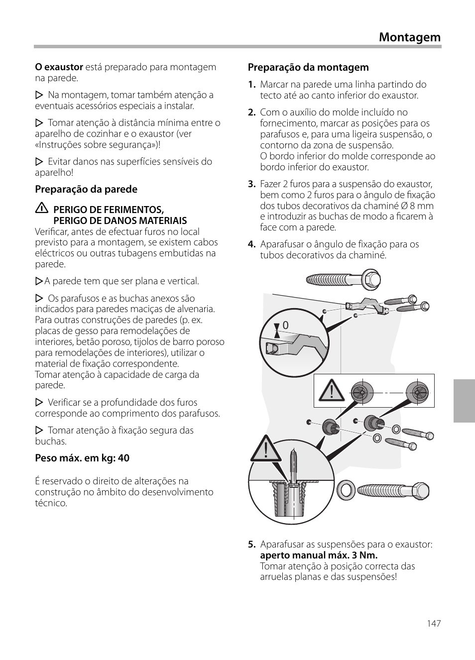 Montagem | Siemens LC958BA90 User Manual | Page 147 / 156