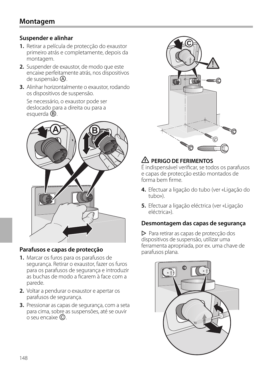 Montagem | Siemens LC958BA90 User Manual | Page 148 / 156