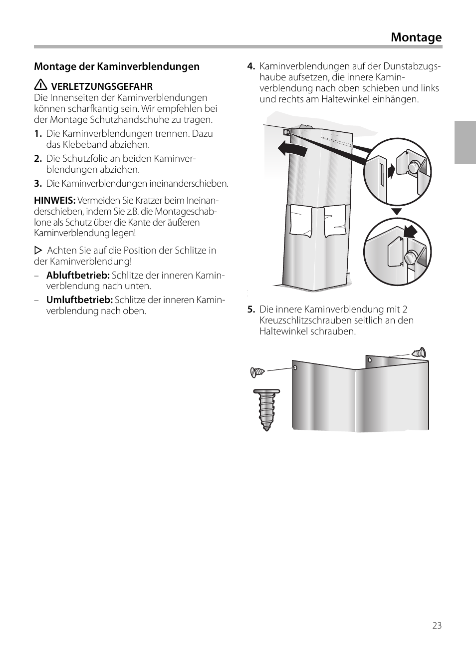 Montage | Siemens LC958BA90 User Manual | Page 23 / 156