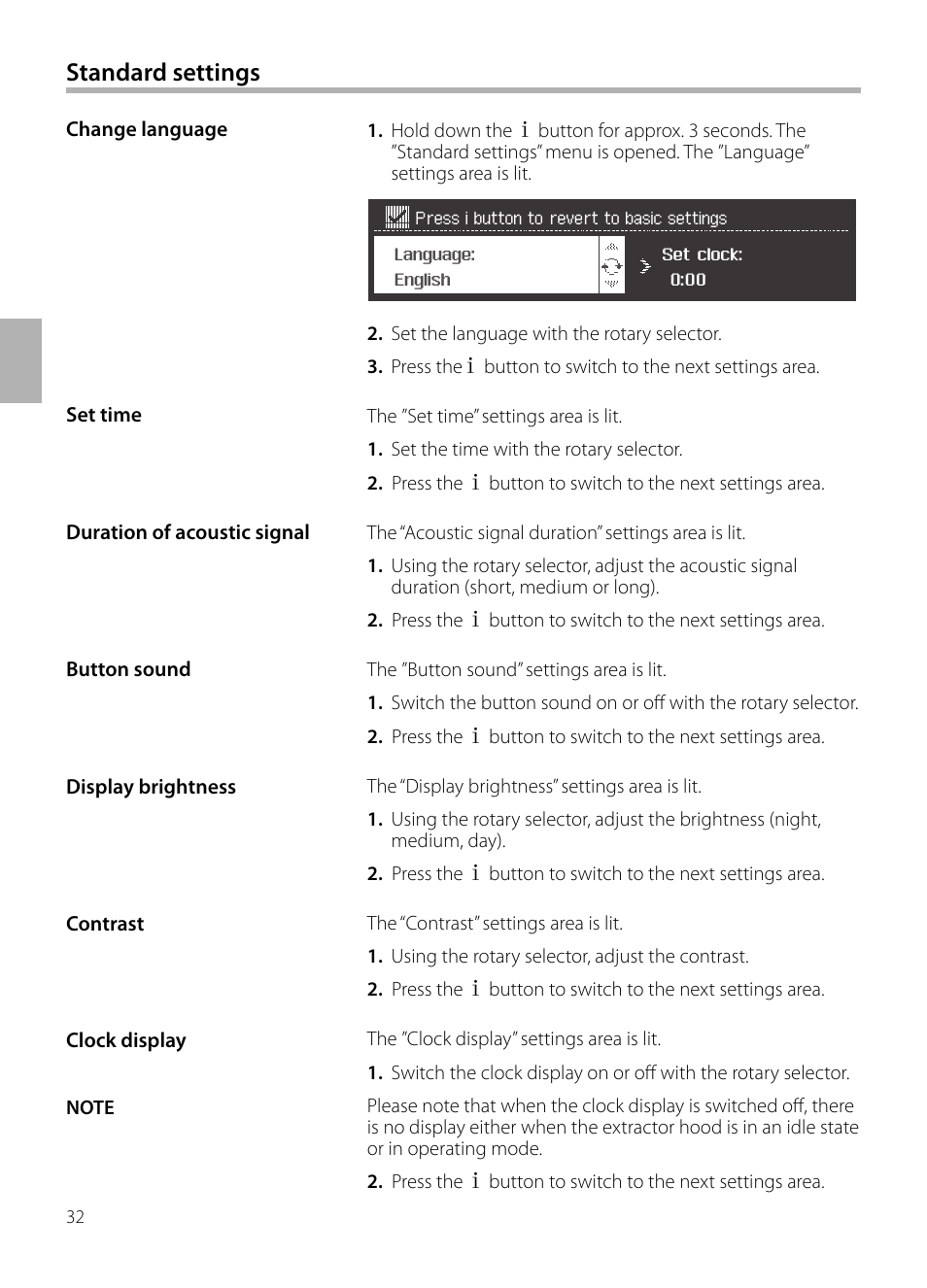 Standard settings | Siemens LC958BA90 User Manual | Page 32 / 156