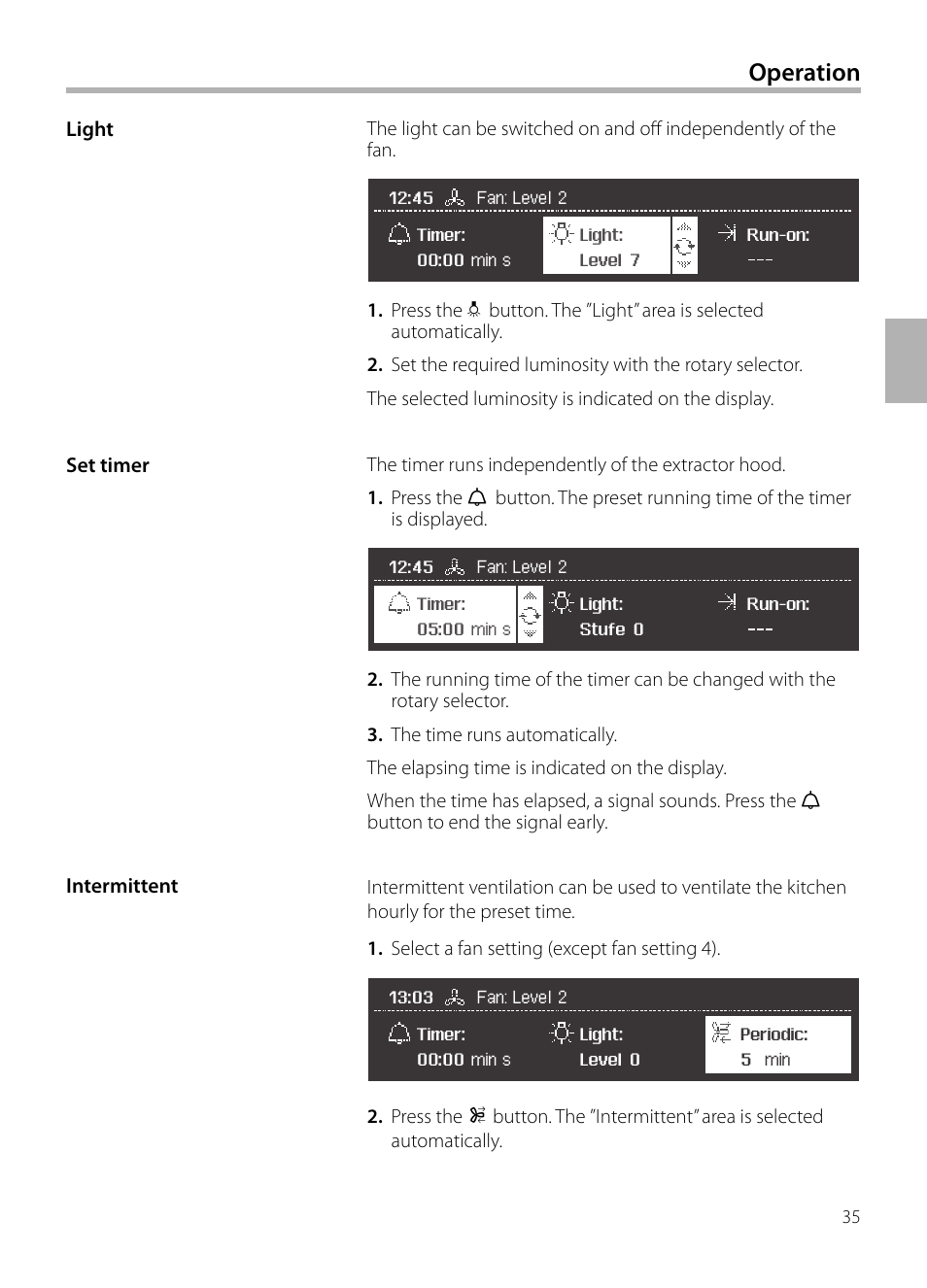 Operation | Siemens LC958BA90 User Manual | Page 35 / 156