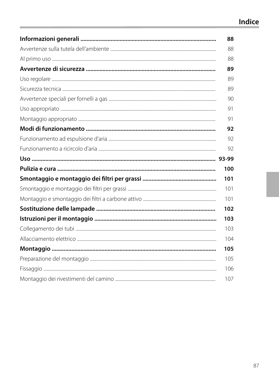 Indice | Siemens LC958BA90 User Manual | Page 87 / 156