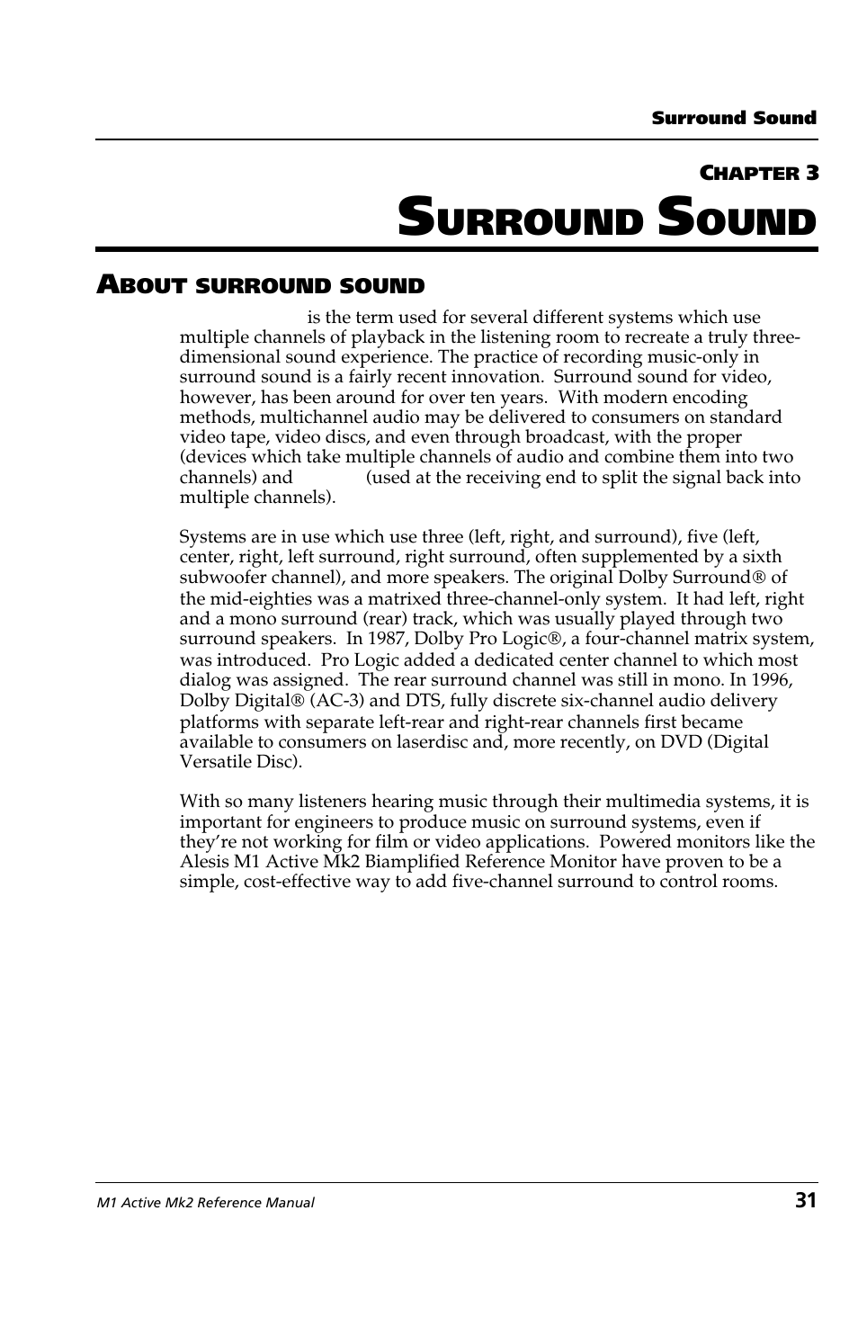 Urround, Ound | ALESIS M1 Active Mk2 User Manual | Page 29 / 44