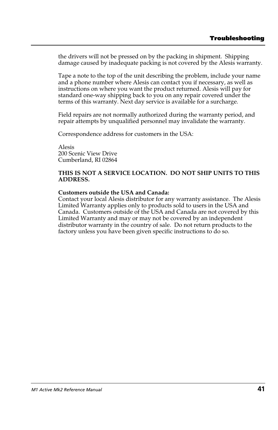 ALESIS M1 Active Mk2 User Manual | Page 39 / 44