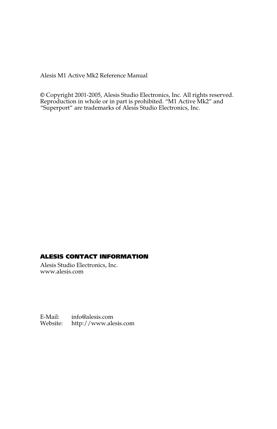 ALESIS M1 Active Mk2 User Manual | Page 4 / 44