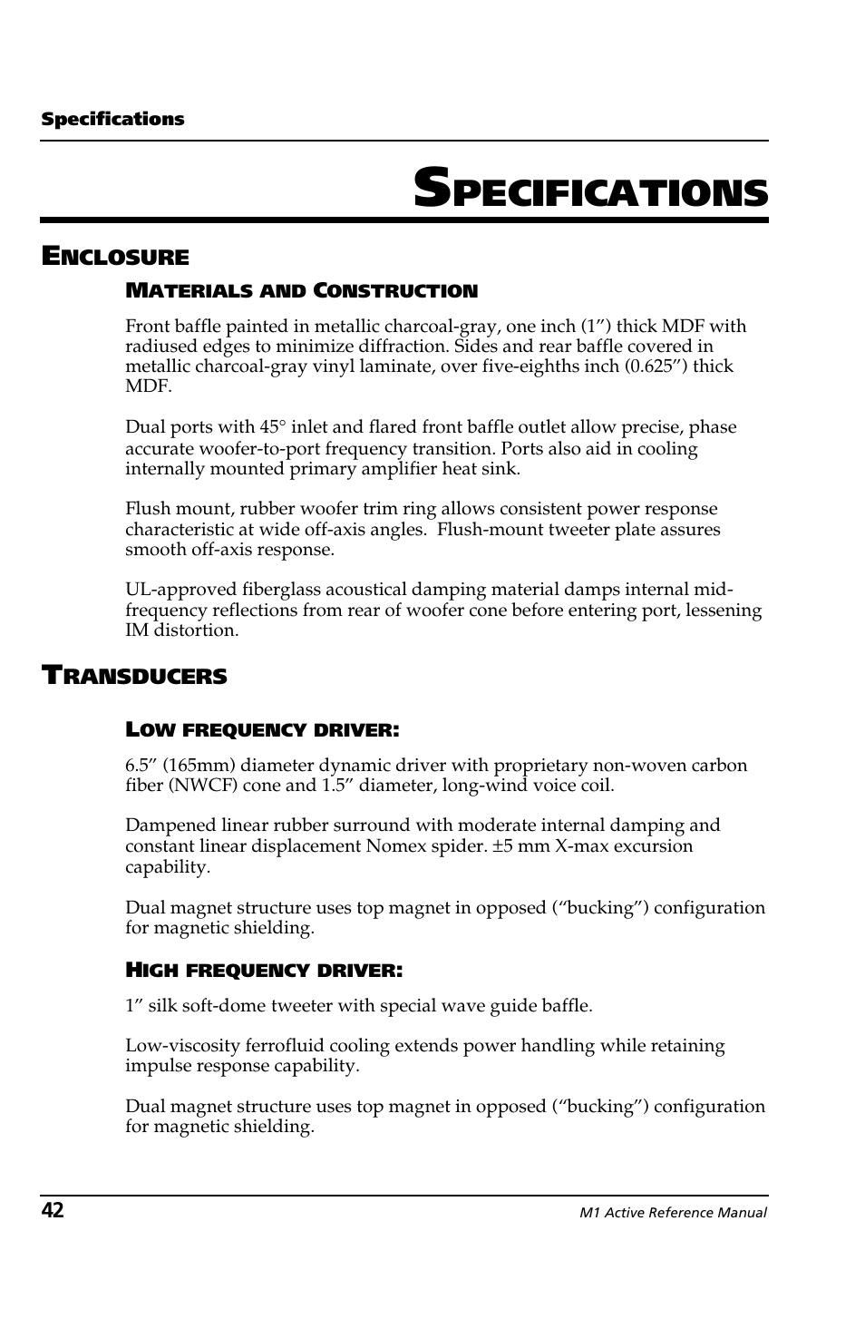 Pecifications | ALESIS M1 Active Mk2 User Manual | Page 40 / 44