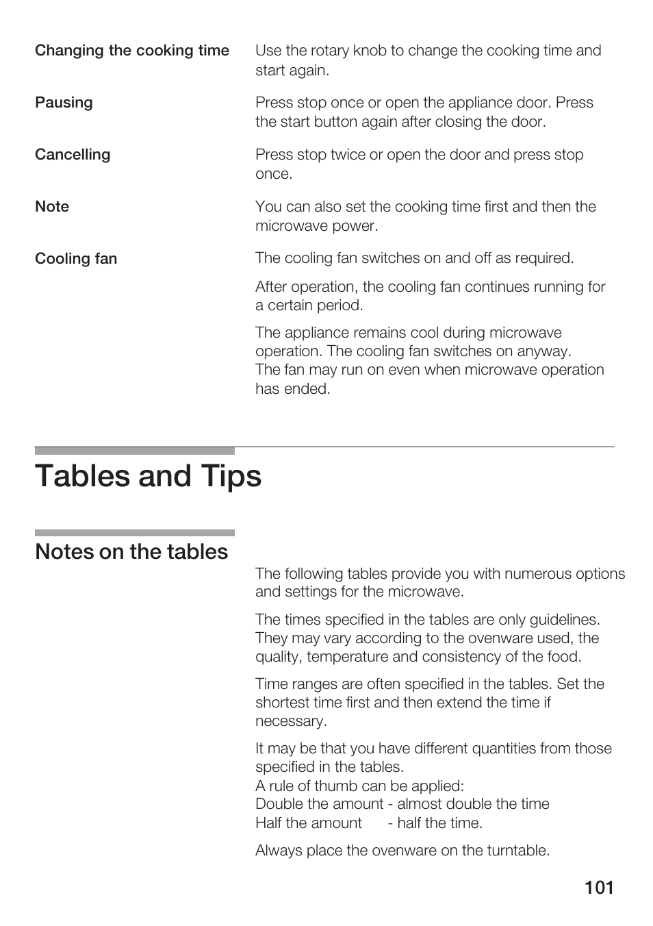 Tables and tips | Siemens HF15G561 User Manual | Page 101 / 164