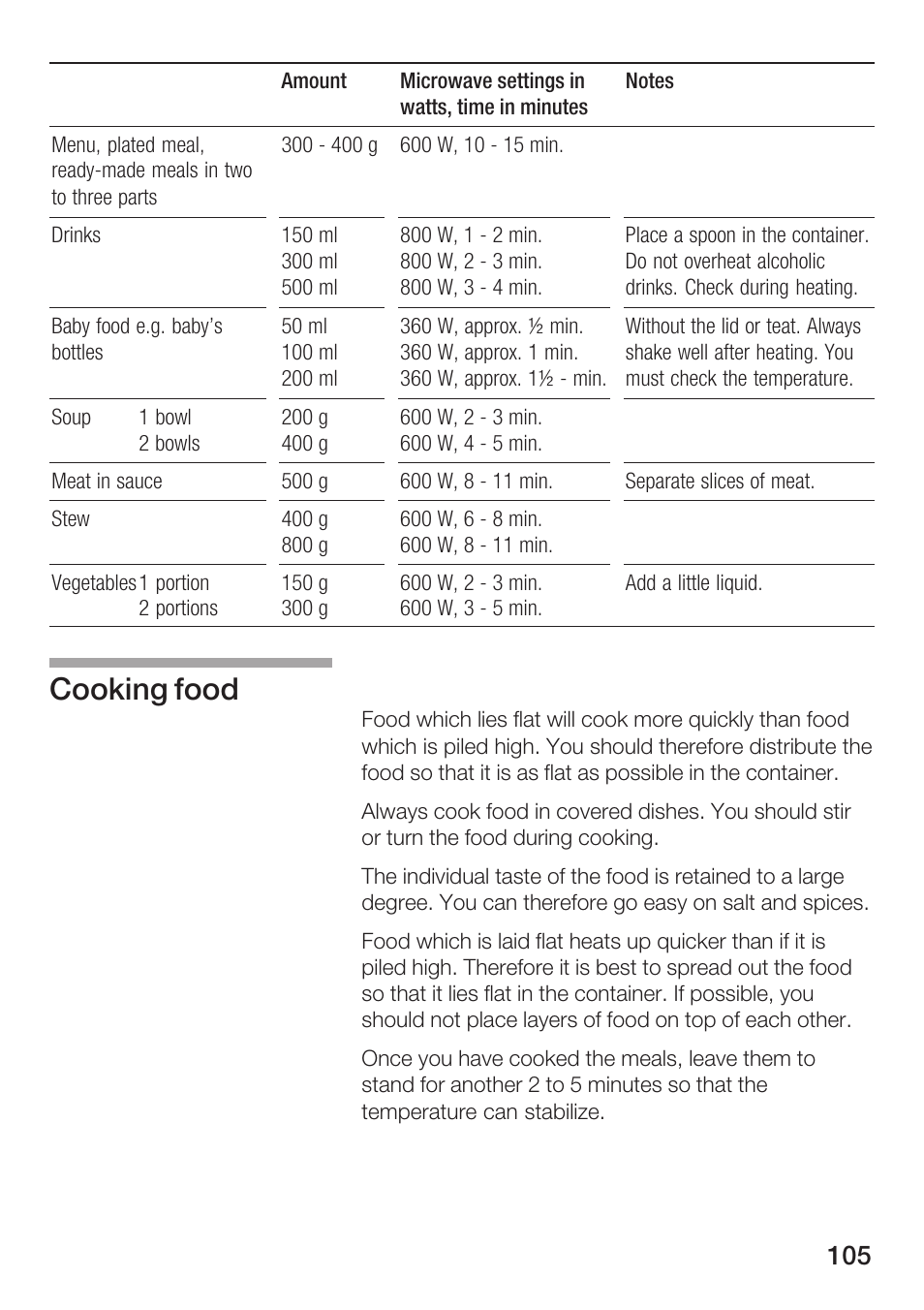 Cooking food | Siemens HF15G561 User Manual | Page 105 / 164