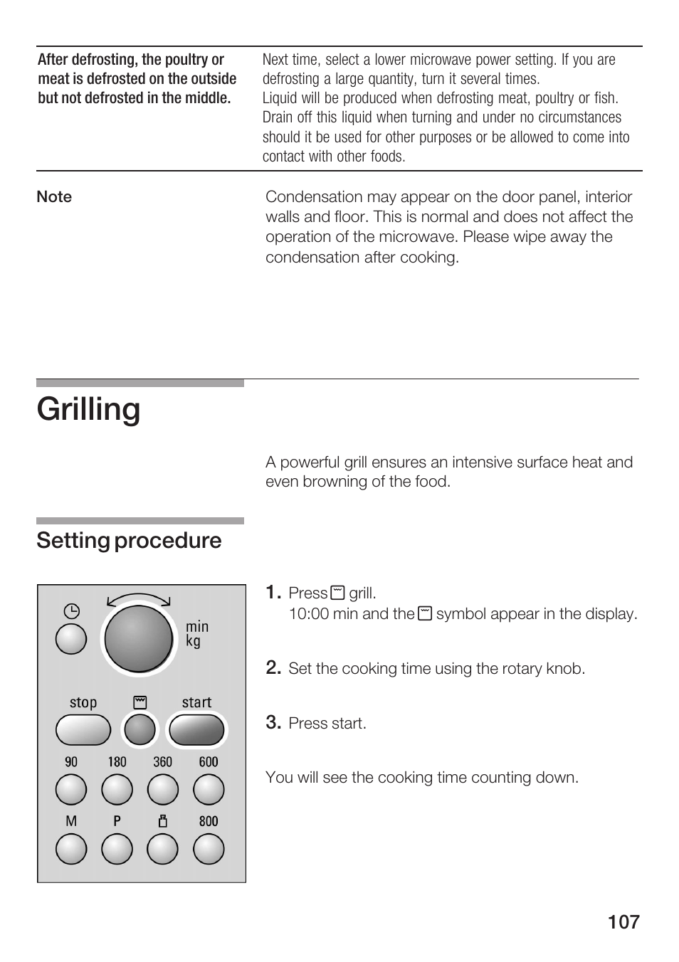 Grilling, Setting procedure | Siemens HF15G561 User Manual | Page 107 / 164