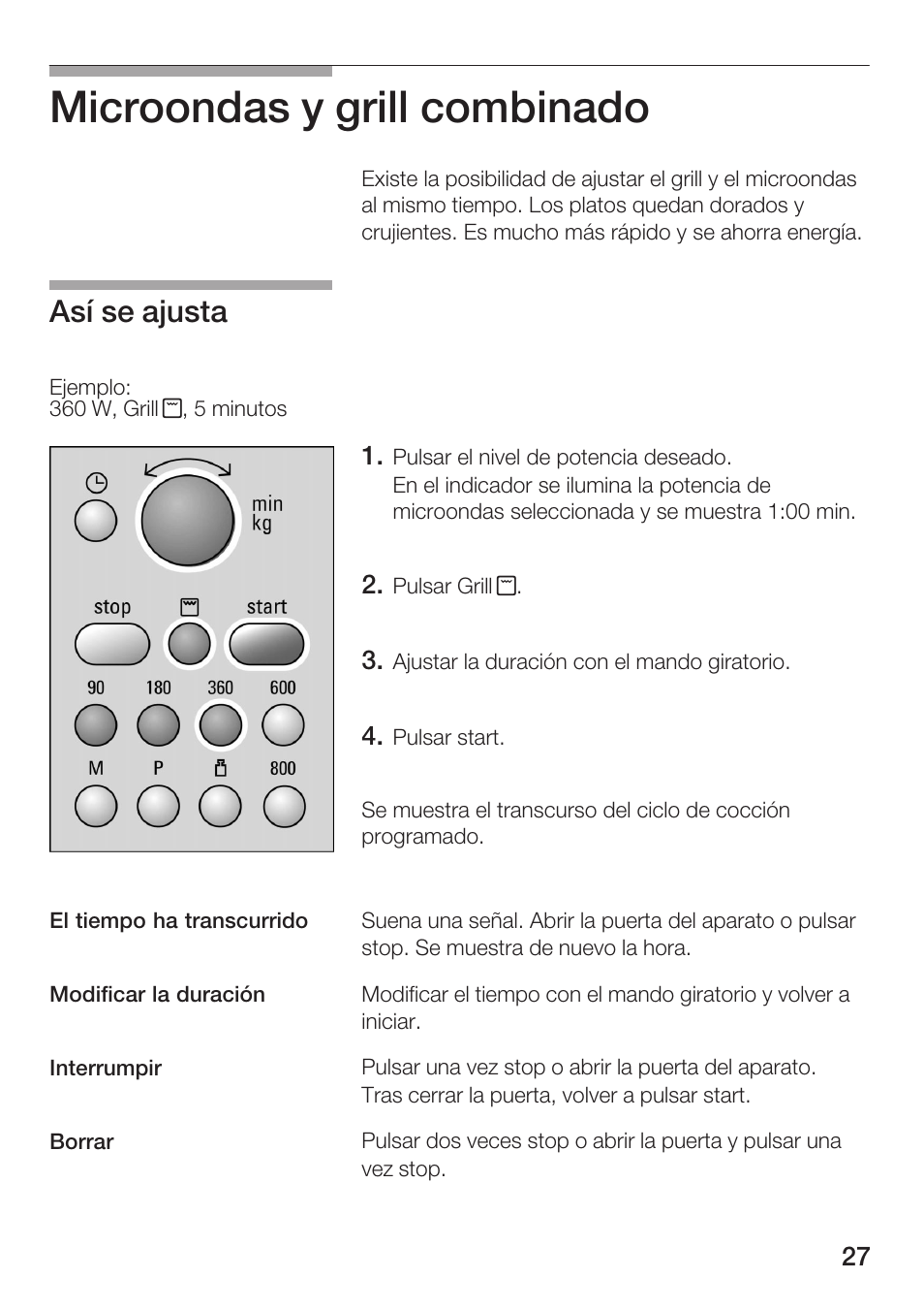 Microondas y grill combinado, Así se ajusta | Siemens HF15G561 User Manual | Page 27 / 164