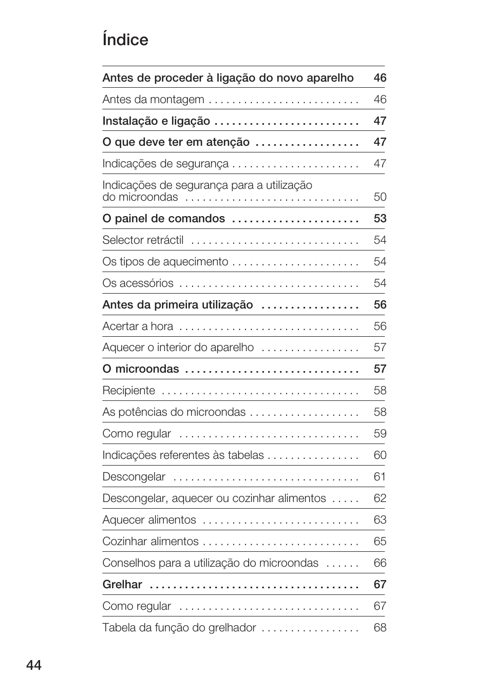 Índice | Siemens HF15G561 User Manual | Page 44 / 164