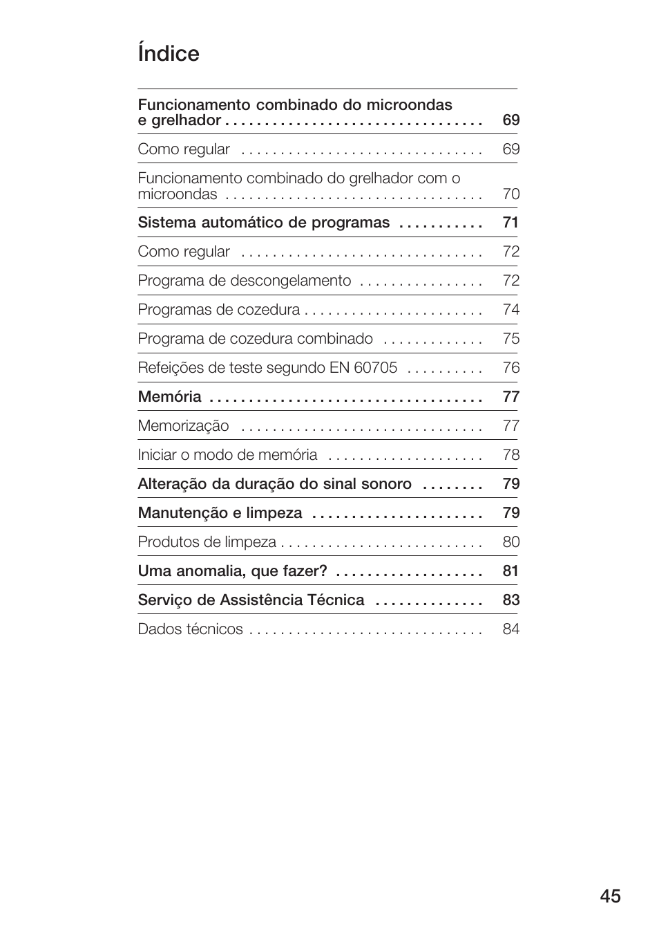 Índice | Siemens HF15G561 User Manual | Page 45 / 164