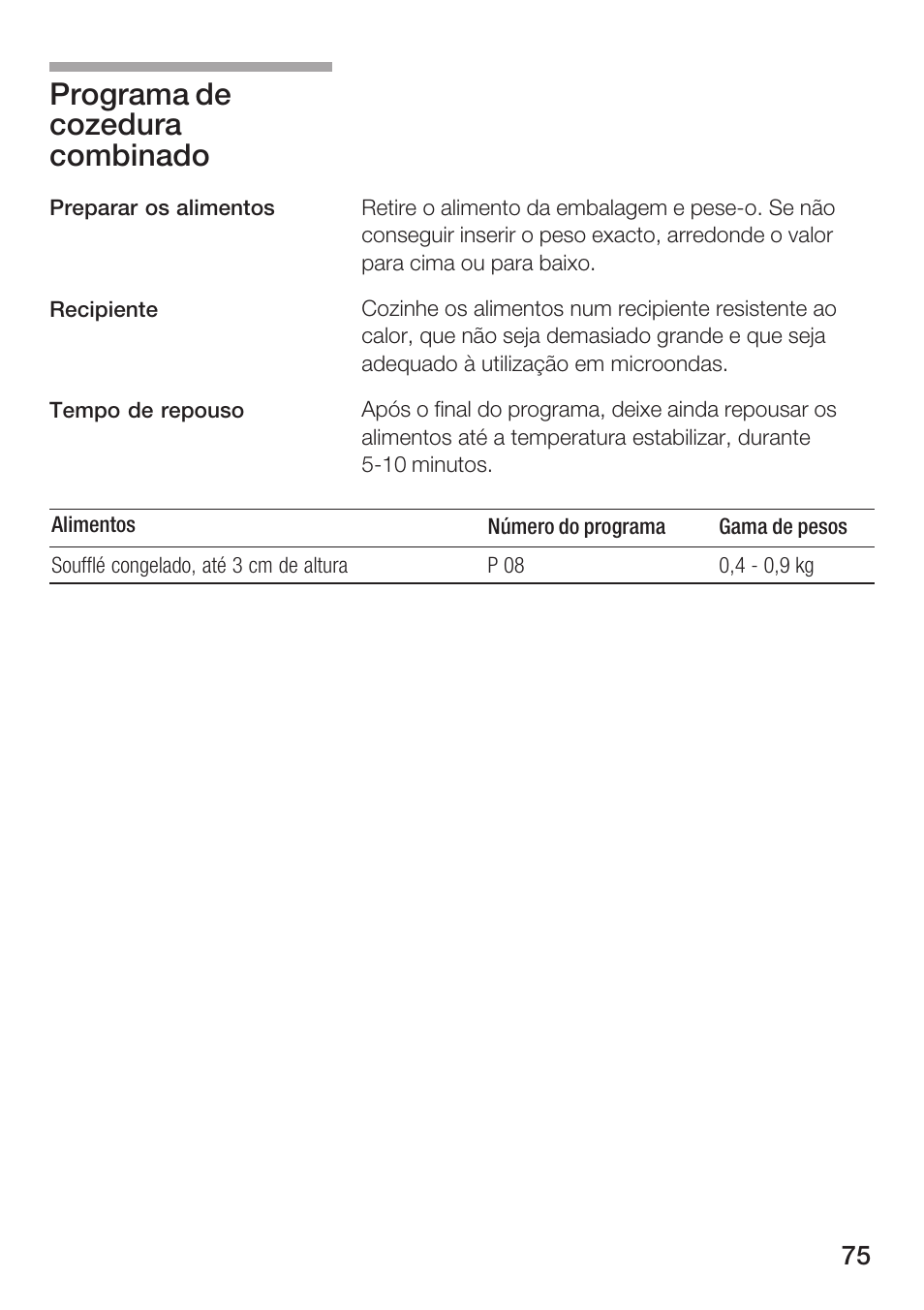 Programa de cozedura combinado | Siemens HF15G561 User Manual | Page 75 / 164