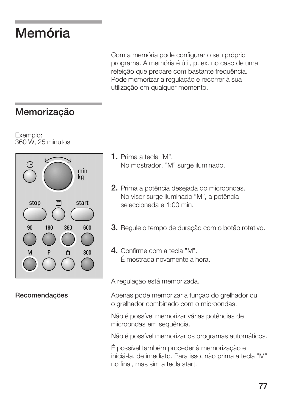 Memória | Siemens HF15G561 User Manual | Page 77 / 164